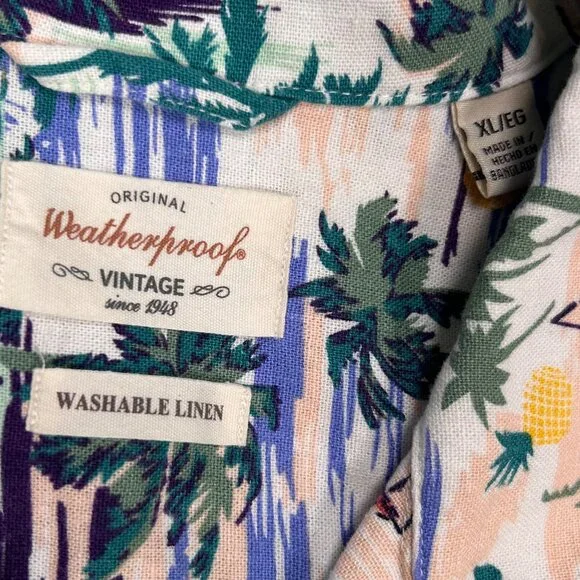 Weatherproof Linen XL Hawaiian Tropical Camp Shirt Coastal Floral Outdoors - Picture 3 of 6